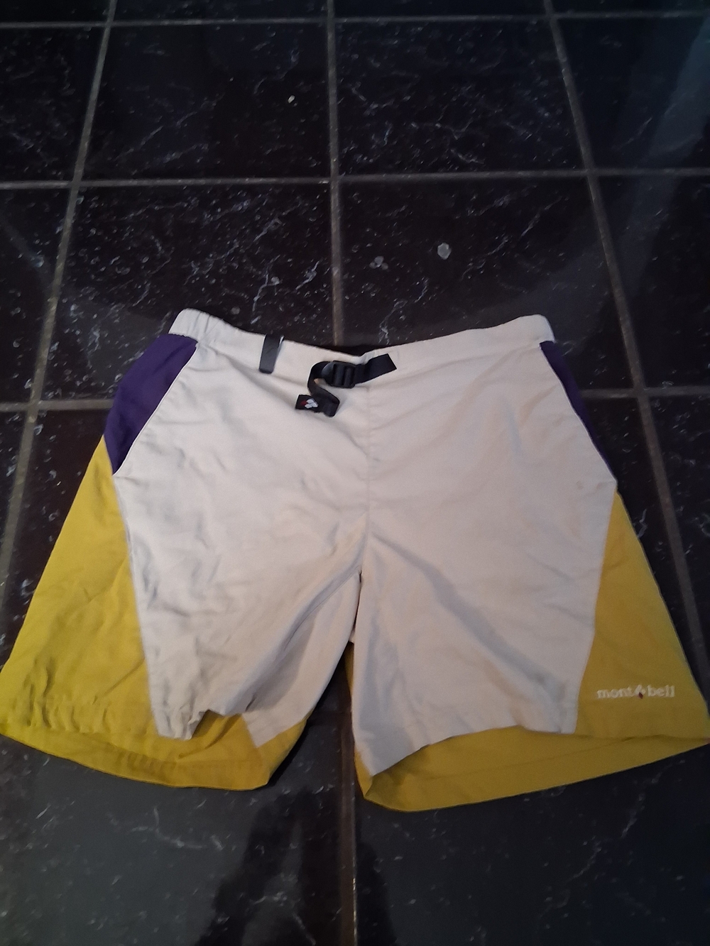 Men's Athletic Shorts in White, Yellow & Purple